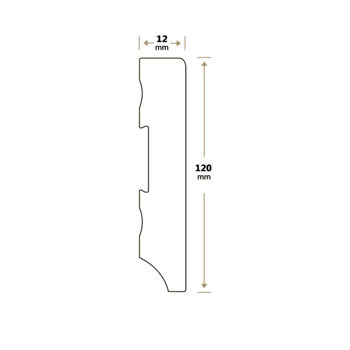 MDF Plint Recht 120x12 mm RAL9005