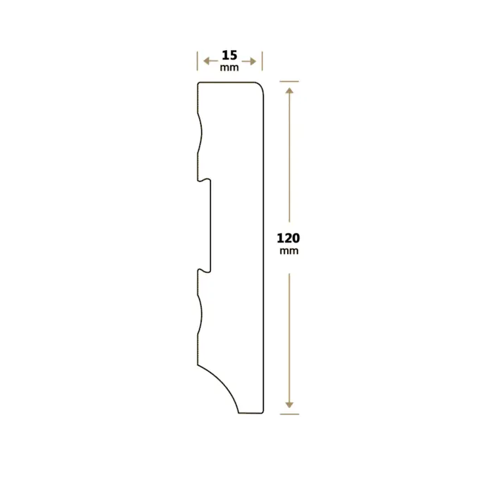 MDF Plint Recht 120x15 mm RAL9016