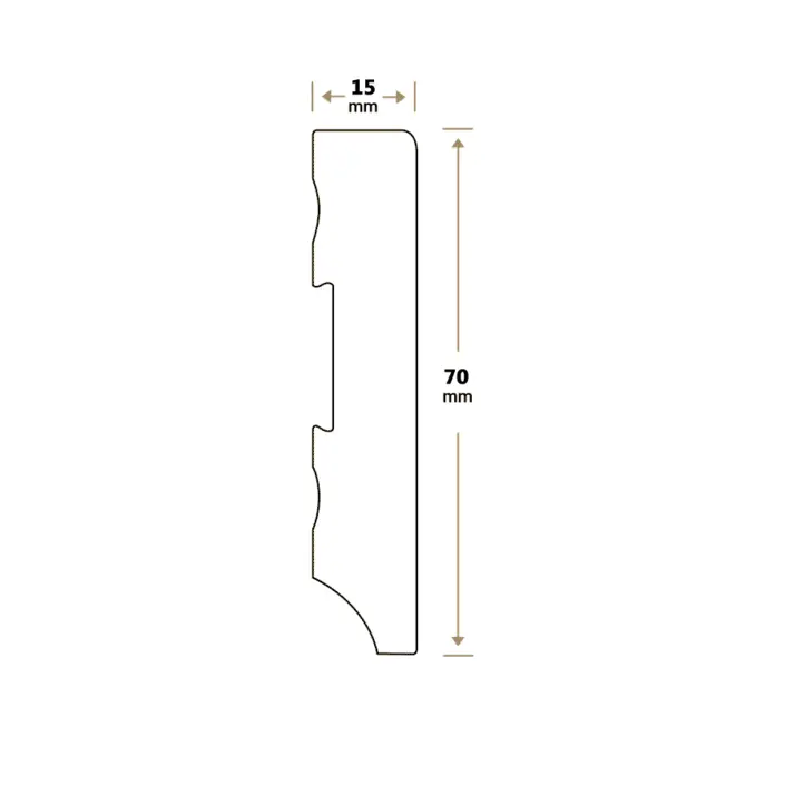 MDF Plint Recht 70x15 mm RAL9005